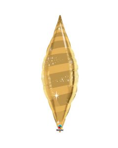 36" Gold Swirl Taper Foil Balloon Unpackaged Qualatex