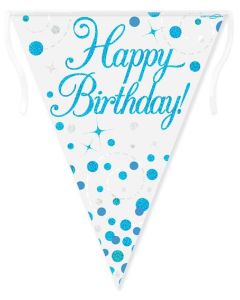 Party Bunting Sparkling Fizz Birthday Blue Holographic 11 flags 3.9m - 632325