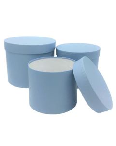 Set of 3 Hat Boxes Light Blue - 34843
