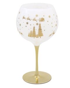 Xmas Gold Woodland Gin Glass