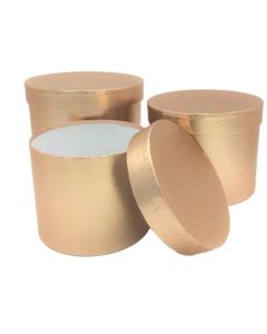 Set of 3 Hat Boxes Rose Gold - 34845