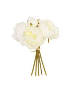28cm Cream Peony X 5 Flower Posy