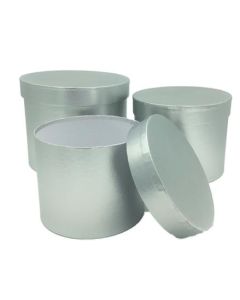 Set of 3 Hat Boxes Silver - 34844