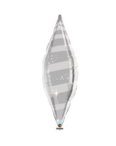 36" Silver Swirl Taper Foil Balloon Unpackaged Qualatex
