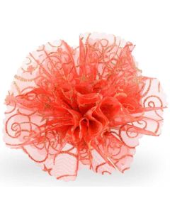 Swirls On Crystal Scalloped Net Gold/Red