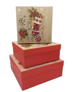 3pc Large 3D Christmas Stocking Boxes Tulip