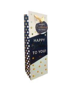Bottle Quality Happy Birthday Gift Bags With Foil Effect Tulip